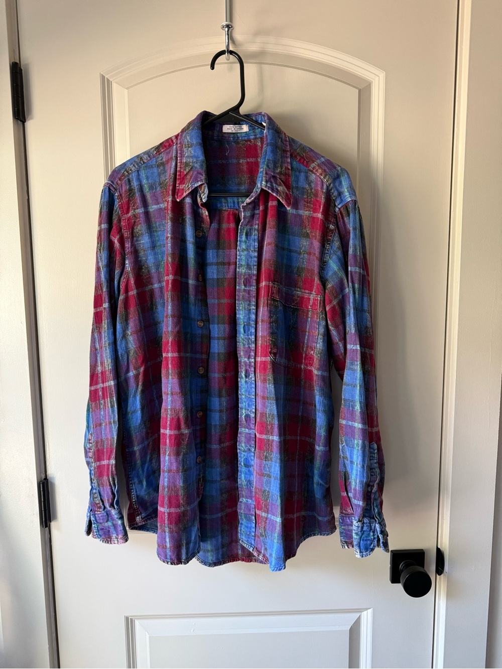 Urban Outfitters Plaid Button-Down Shirt in Blue and Red